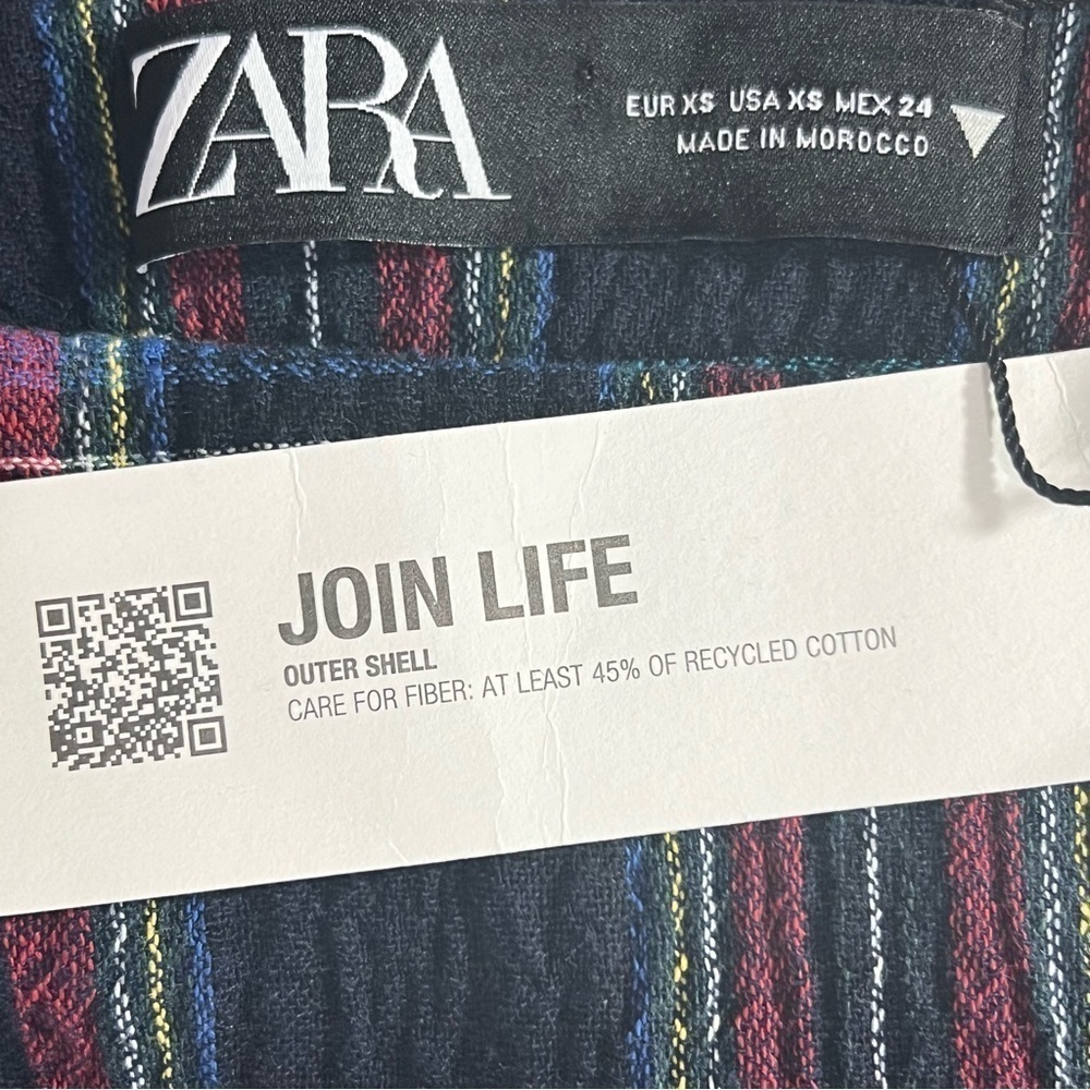 Zara Navy Blue Plaid Midi Skirt Extra Small - Picture 10 of 13